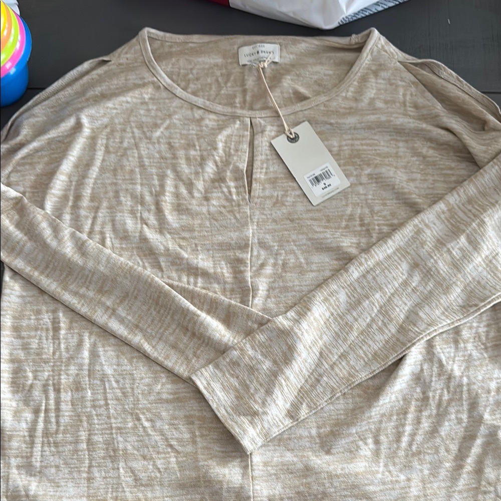 Beige Long Sleeve Top